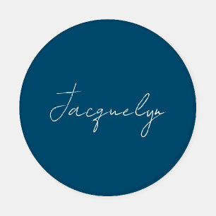 Ocean Blue Plain Elegant Modern Minimalist Name Coaster Set