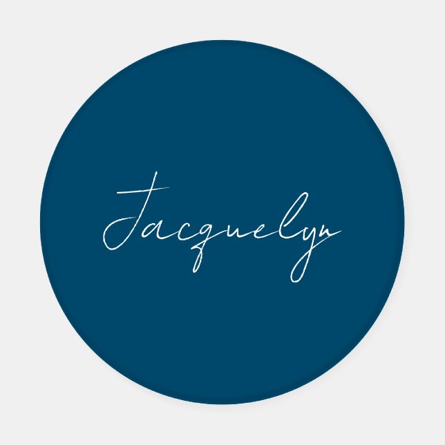Ocean Blue Plain Elegant Modern Minimalist Name Coaster Set (Single)