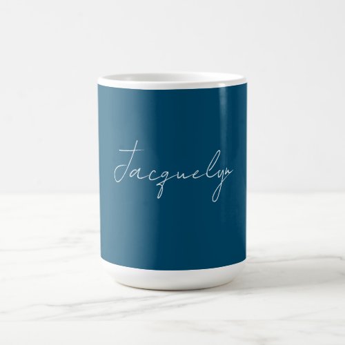 Ocean Blue Plain Elegant Modern Minimalist Name Coffee Mug