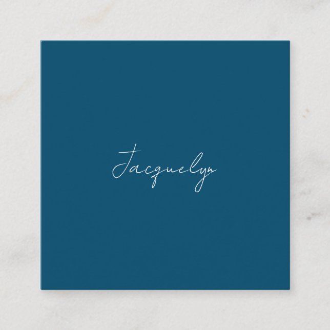 Ocean Blue Plain Elegant Modern Minimalist Name Enclosure Card (Front)