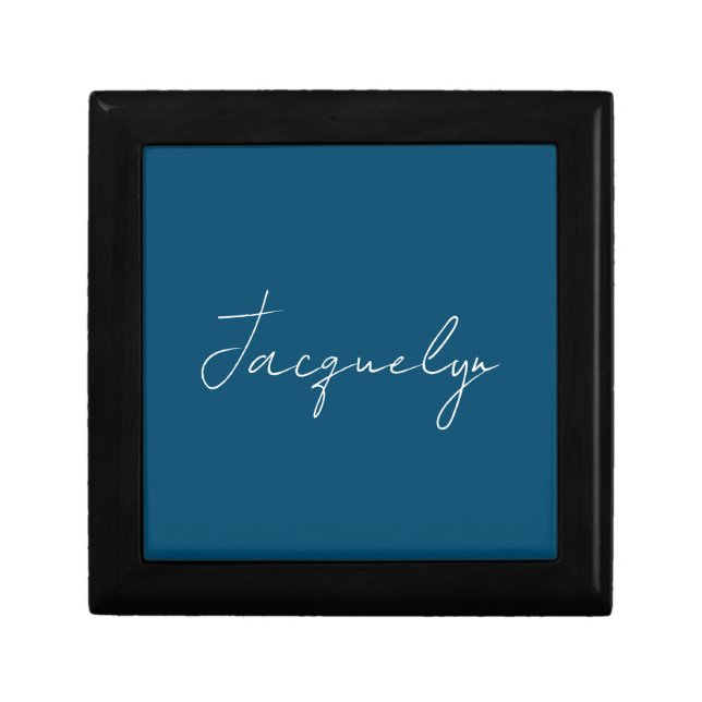 Ocean Blue Plain Elegant Modern Minimalist Name Gift Box (Front)