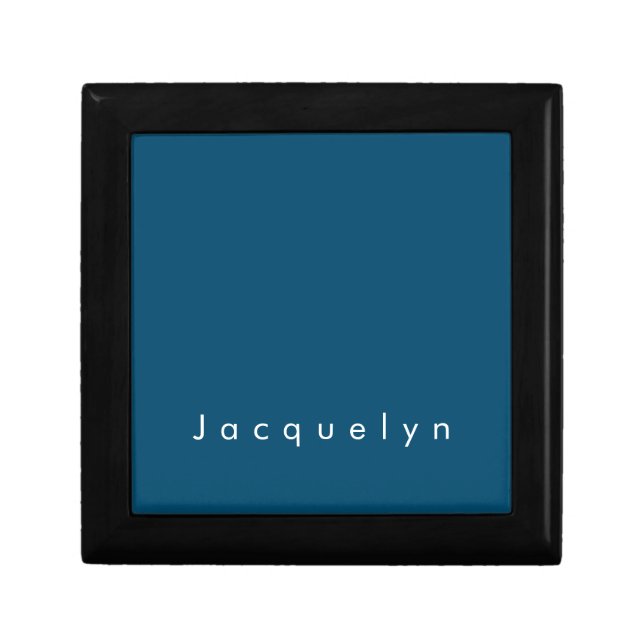 Ocean Blue Plain Elegant Modern Minimalist Name Gift Box (Front)