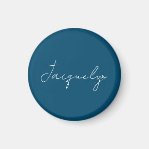 Ocean Blue Plain Elegant Modern Minimalist Name Magnet