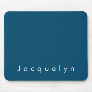 Ocean Blue Plain Elegant Modern Minimalist Name Mouse Pad