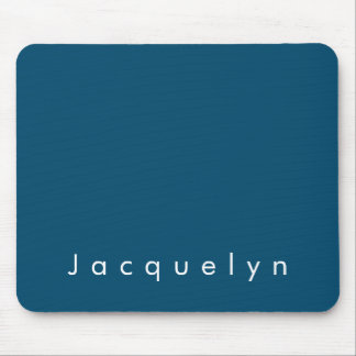 Ocean Blue Plain Elegant Modern Minimalist Name Mouse Pad
