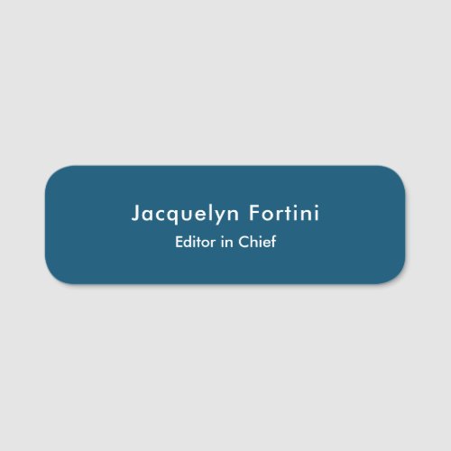 Ocean Blue Plain Elegant Modern Minimalist Name Tag