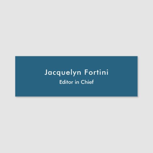 Ocean Blue Plain Elegant Modern Minimalist Name Tag