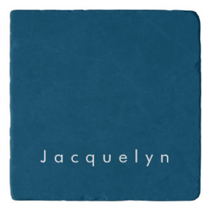 Ocean Blue Plain Elegant Modern Minimalist Name Trivet