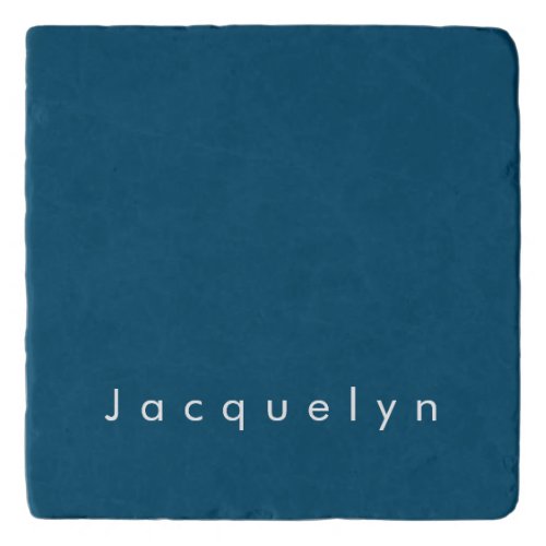 Ocean Blue Plain Elegant Modern Minimalist Name Trivet