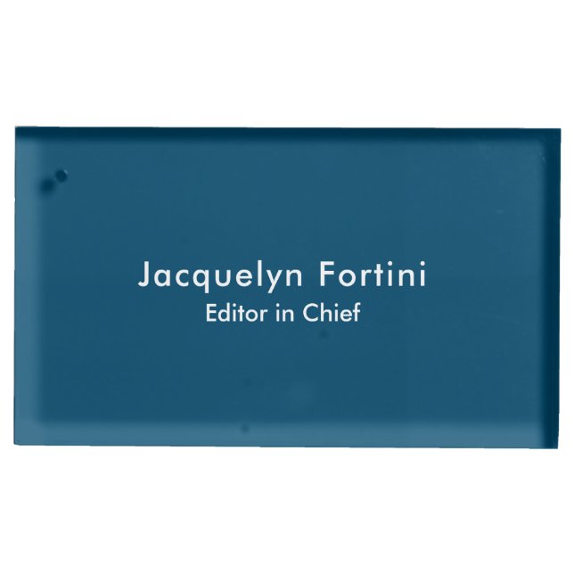 Ocean Blue Plain Elegant Modern Minimalist Place Card Holder (Front)