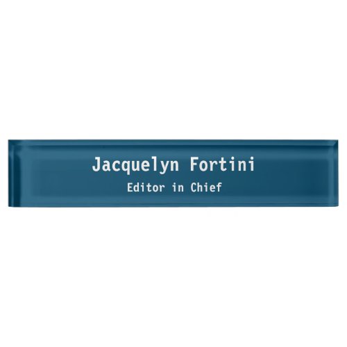 Ocean Blue Plain Elegant Modern Minimalist Simple Desk Name Plate