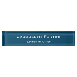 Ocean Blue Plain Elegant Modern Minimalist Simple  Desk Name Plate