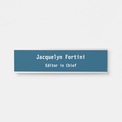 Ocean Blue Plain Elegant Modern Minimalist Simple Door Sign