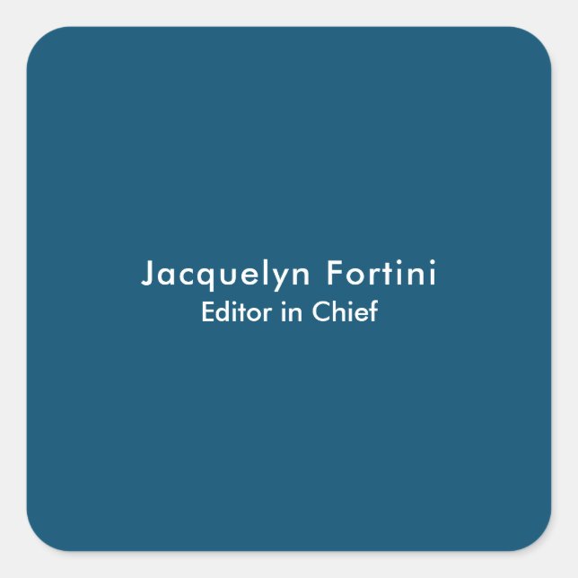 Ocean Blue Plain Elegant Modern Minimalist Square Sticker (Front)