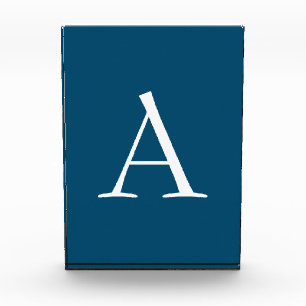 Ocean Blue Plain Elegant Modern Monogram Initial Acrylic Award