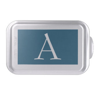 Ocean Blue Plain Elegant Modern Monogram Initial Cake Pan