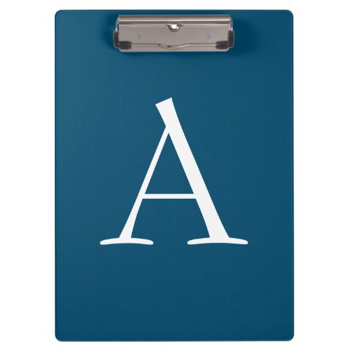 Ocean Blue Plain Elegant Modern Monogram Initial Clipboard