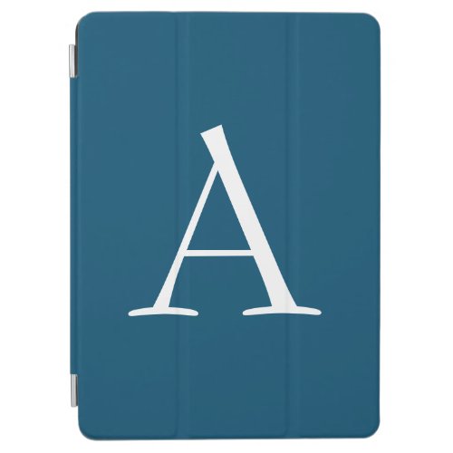 Ocean Blue Plain Elegant Modern Monogram Initial iPad Air Cover
