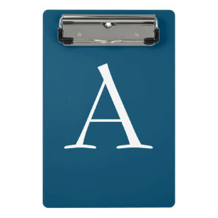 Ocean Blue Plain Elegant Modern Monogram Initial Mini Clipboard