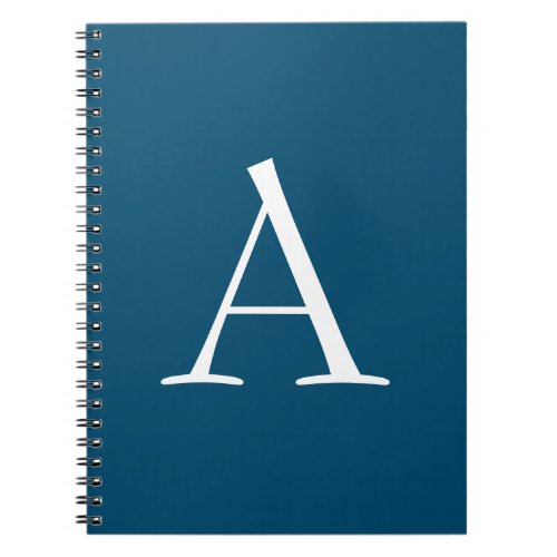 Ocean Blue Plain Elegant Modern Monogram Initial Notebook
