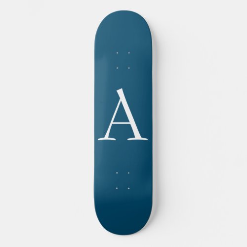 Ocean Blue Plain Elegant Modern Monogram Initial Skateboard