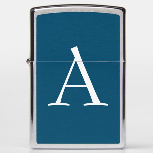 Ocean Blue Plain Elegant Modern Monogram Initial Zippo Lighter