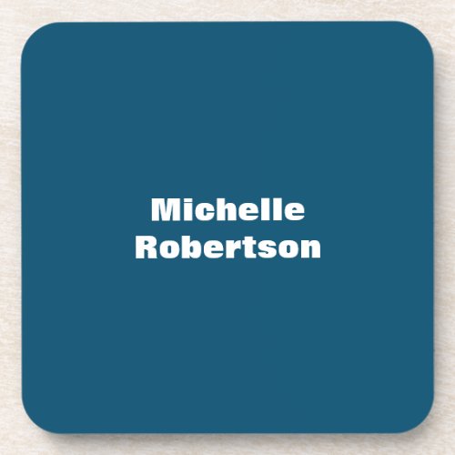 Ocean Blue Plain Minimalist Add Own Name Beverage Coaster