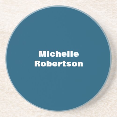 Ocean Blue Plain Minimalist Add Own Name Coaster