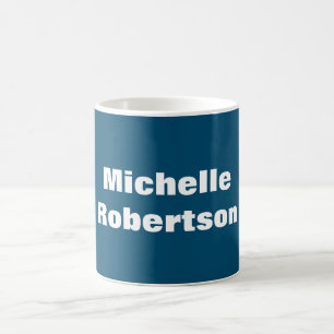 Ocean Blue Plain Minimalist Add Own Name Coffee Mug