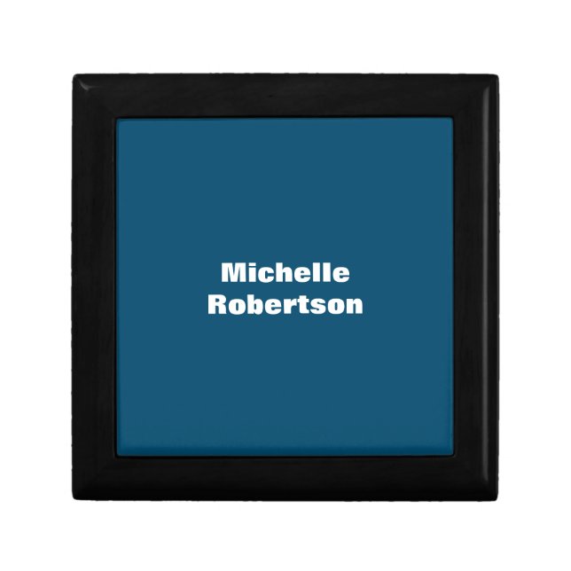 Ocean Blue Plain Minimalist Add Own Name Gift Box (Front)
