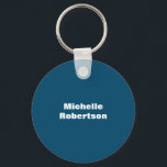 Ocean Blue Plain Minimalist Add Own Name Keychain<br><div class="desc">Those who see it will say what a simple design and will not be able to take their eyes off this. It is a very elegant, very aesthetic and very simple perfect design. With such simplicity, you will immediately reflect what a fine personality you have and the sensitivity in your...</div>
