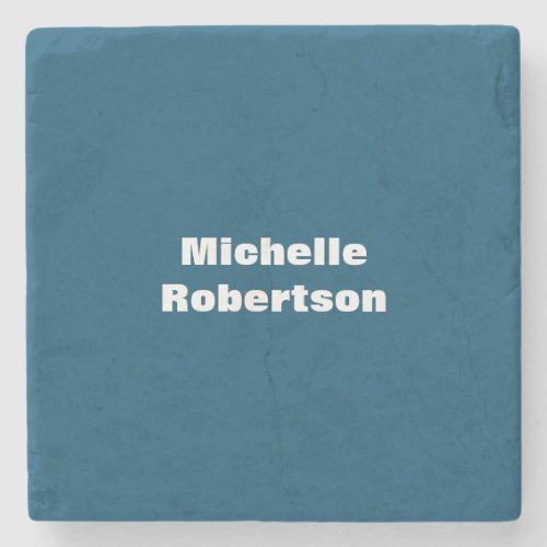 Ocean Blue Plain Minimalist Add Own Name Stone Coaster
