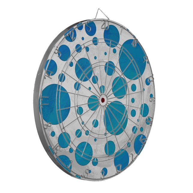 Ocean Blue Polka Dots Dart Board (Front Left)