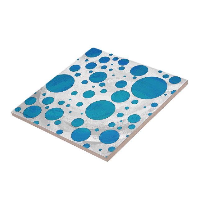 Ocean Blue Polka Dots Tile (Side)