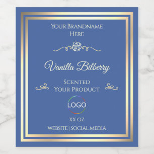 Ocean Blue Product Label with Gold Frame and Logo