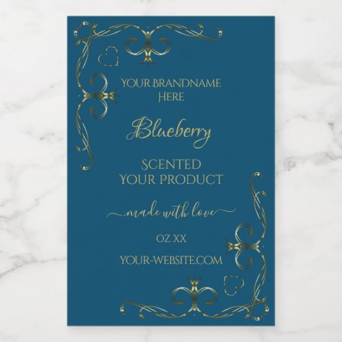 Ocean Blue Product Labels Decorated Gold Corners