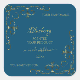 Ocean Blue Product Labels Decorated Gold Corners