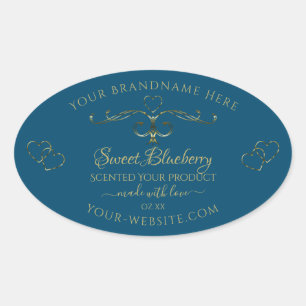 Ocean Blue Product Labels Decorated Gold Hearts