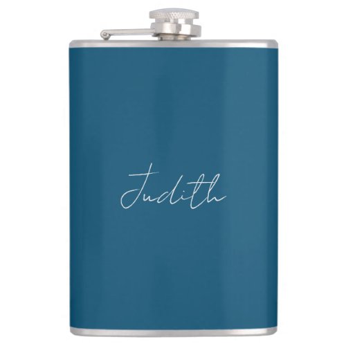 Ocean Blue Professional Calligraphy Add Name Flask