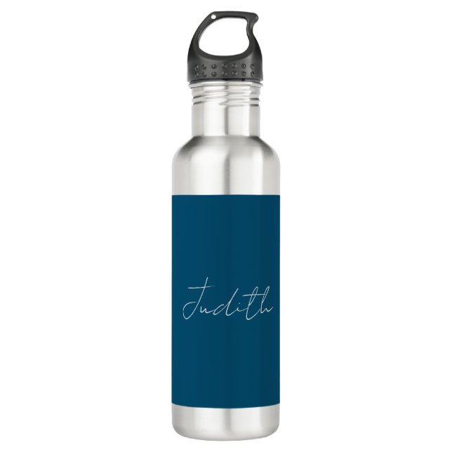 Ocean Blue Professional Calligraphy Add Name Stainless Steel Water Bottle (Front)