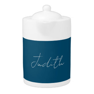 Ocean Blue Professional Calligraphy Add Name Teapot