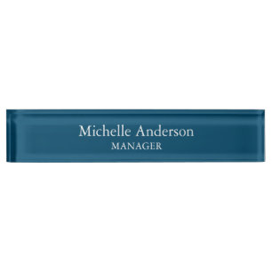 Ocean Blue Professional Manager Modern Plain Desk Name Plate