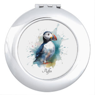 Ocean Blue Puffin Beauty Aesthetic Compact Mirror