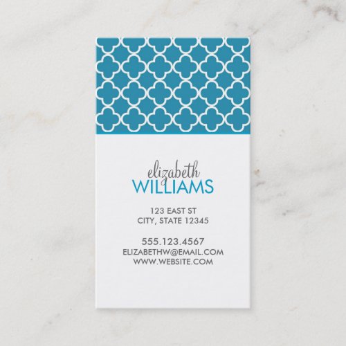 Ocean Blue Quatrefoil Pattern Business Card