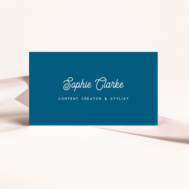 Ocean Blue | Retro Script with QR Code Business Card (Creator Uploaded)