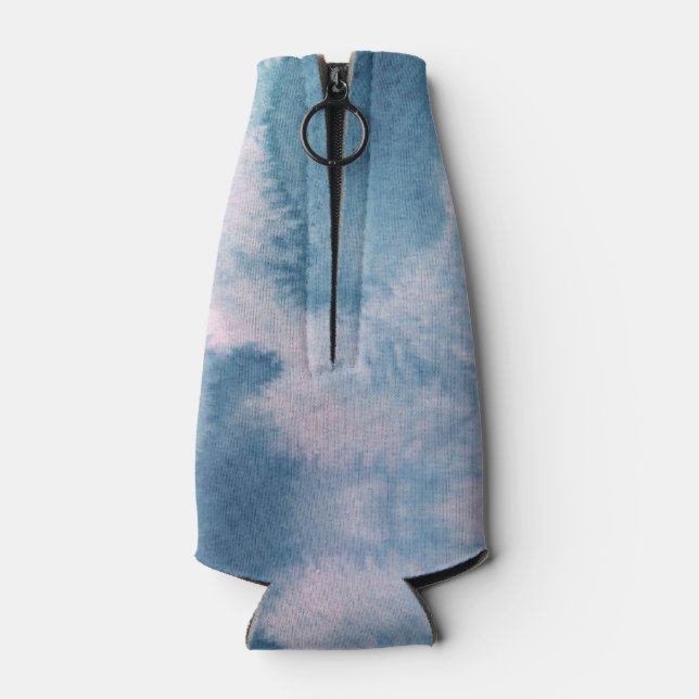 Ocean Blue Retro Tie Dye Bottle Cooler (Back)