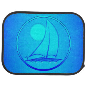 Ocean Blue Sailboat Car Floor Mat