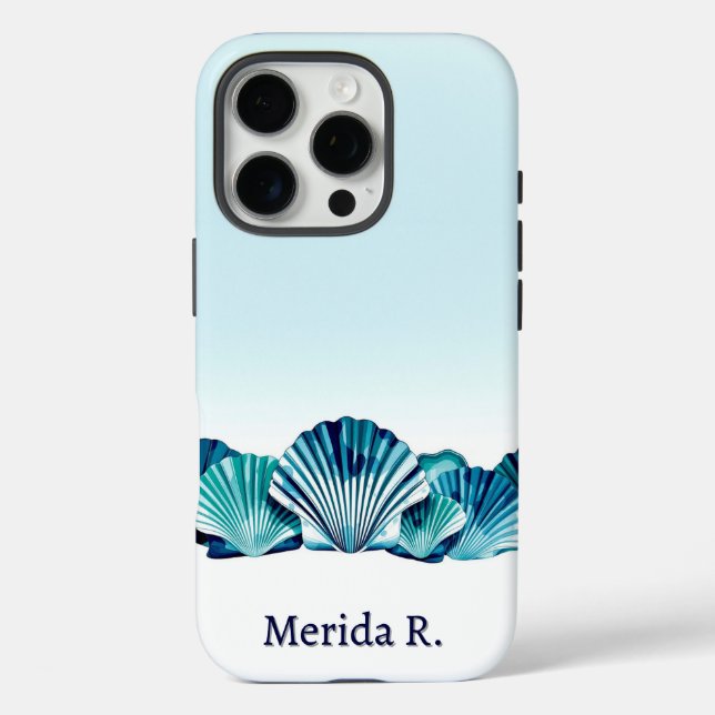 Ocean Blue Scallop Border Case-Mate iPhone Case (Back)
