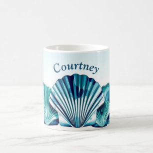 Ocean Blue Scallop Border Coffee Mug