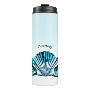 Ocean Blue Scallop Border Thermal Tumbler